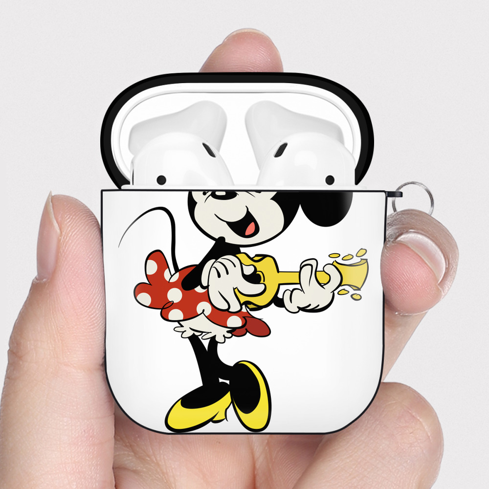 （画像用） ミッキーマウス Mickey Mouse AirPods 第2世代保護ケース ハードシェル ブラック 耐衝撃・防指紋・カラビナ付き