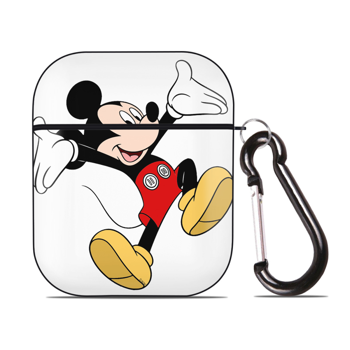（画像用） ミッキーマウス Mickey Mouse AirPods 第2世代保護ケース ハードシェル ブラック 耐衝撃・防指紋・カラビナ付き