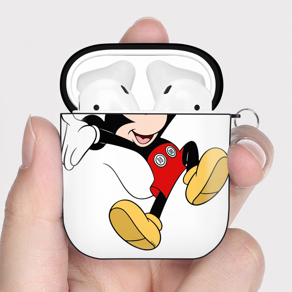 （画像用） ミッキーマウス Mickey Mouse AirPods 第2世代保護ケース ハードシェル ブラック 耐衝撃・防指紋・カラビナ付き