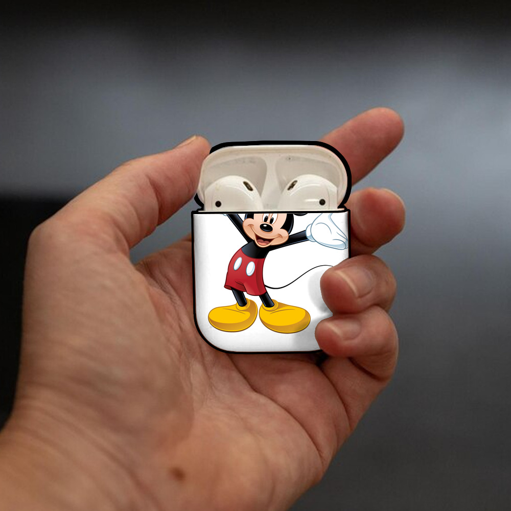 ミッキーマウス Mickey Mouse AirPods 第2世代保護ケース ハードシェル ブラック 耐衝撃・防指紋・カラビナ付き
