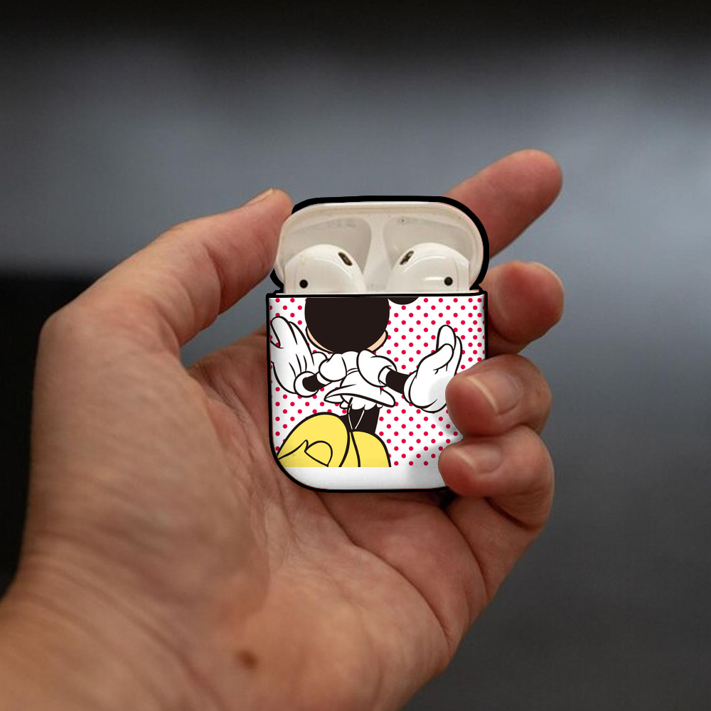 ミッキーマウス Mickey Mouse AirPods 第2世代保護ケース ハードシェル ブラック 耐衝撃・防指紋・カラビナ付き