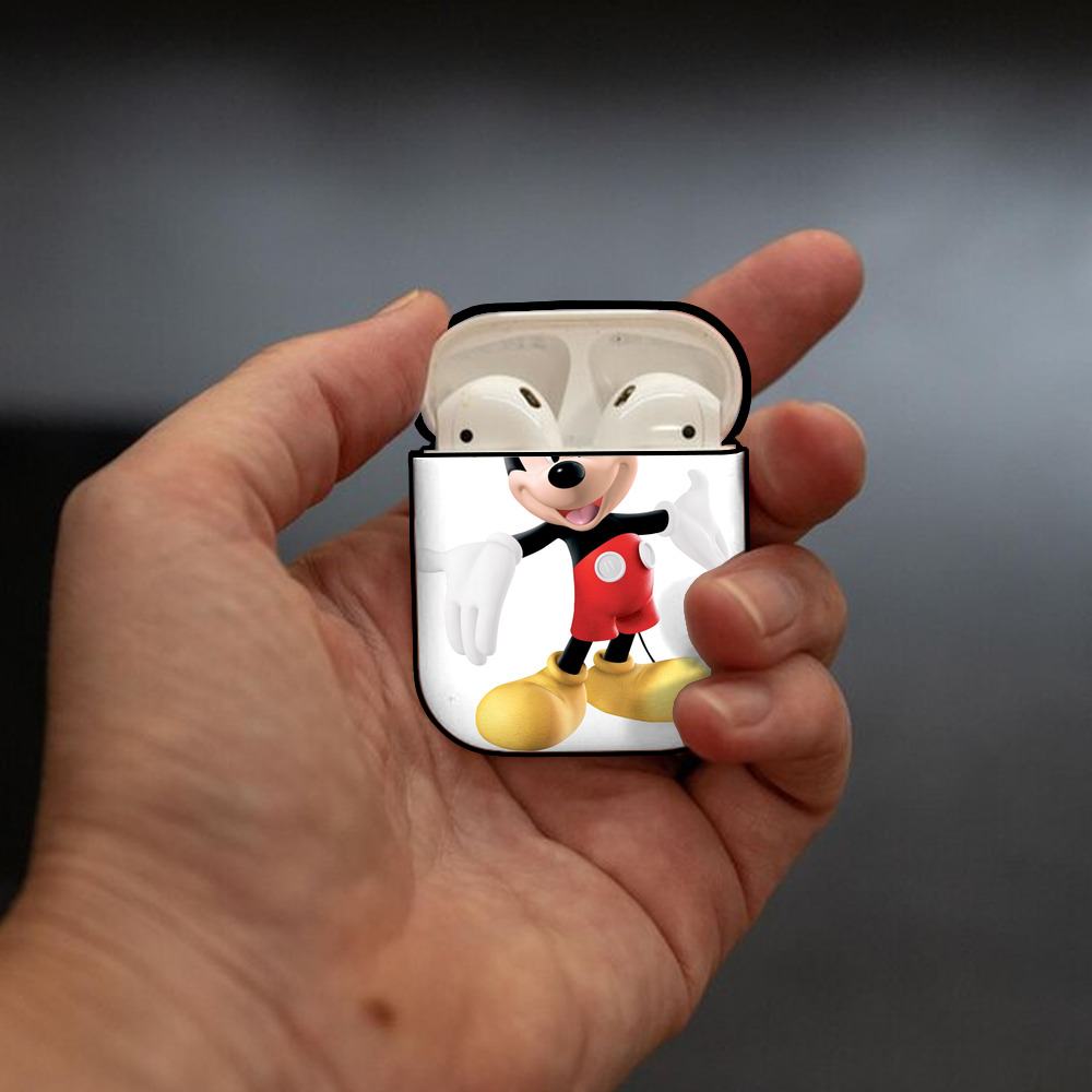 ミッキーマウス Mickey Mouse AirPods 第2世代保護ケース ハードシェル ブラック 耐衝撃・防指紋・カラビナ付き
