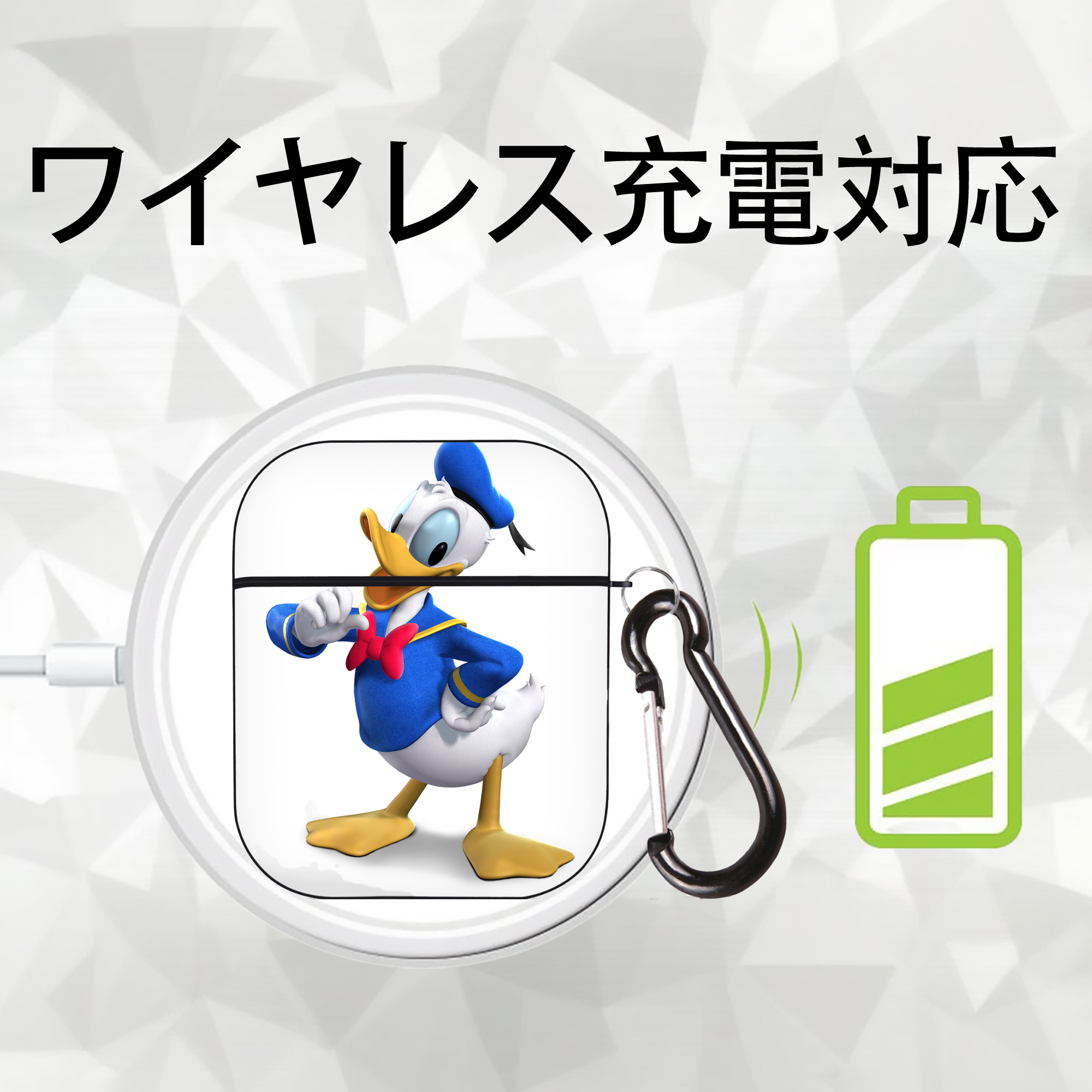 ミッキーマウス Mickey Mouse AirPods 第2世代保護ケース ハードシェル ブラック 耐衝撃・防指紋・カラビナ付き