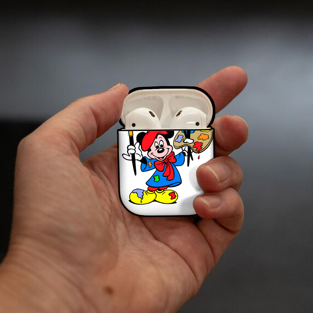 ミッキーマウス Mickey Mouse AirPods 第2世代保護ケース ハードシェル ブラック 耐衝撃・防指紋・カラビナ付き