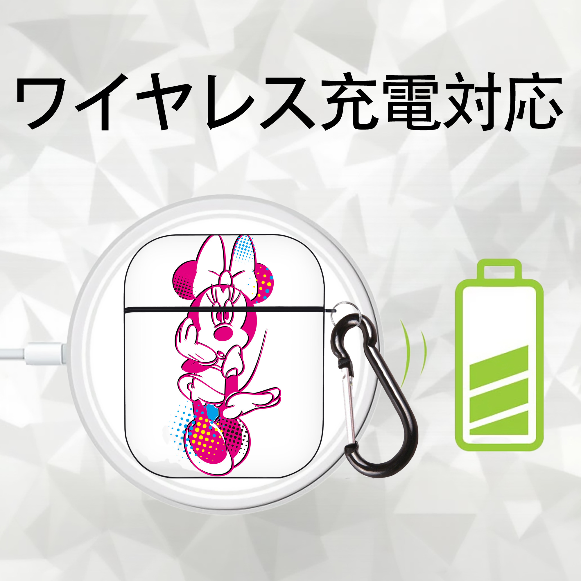 ミッキーマウス Mickey Mouse AirPods 第2世代保護ケース ハードシェル ブラック 耐衝撃・防指紋・カラビナ付き