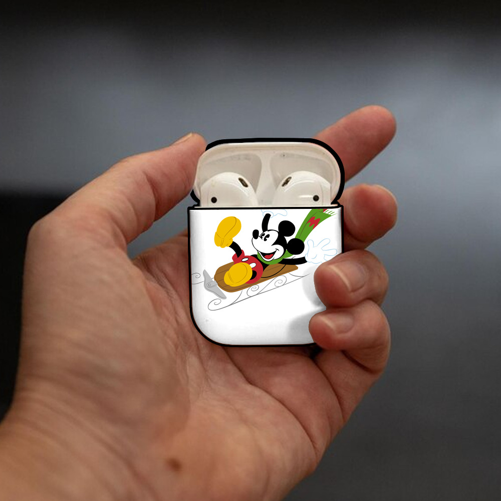 ミッキーマウス Mickey Mouse AirPods 第2世代保護ケース ハードシェル ブラック 耐衝撃・防指紋・カラビナ付き