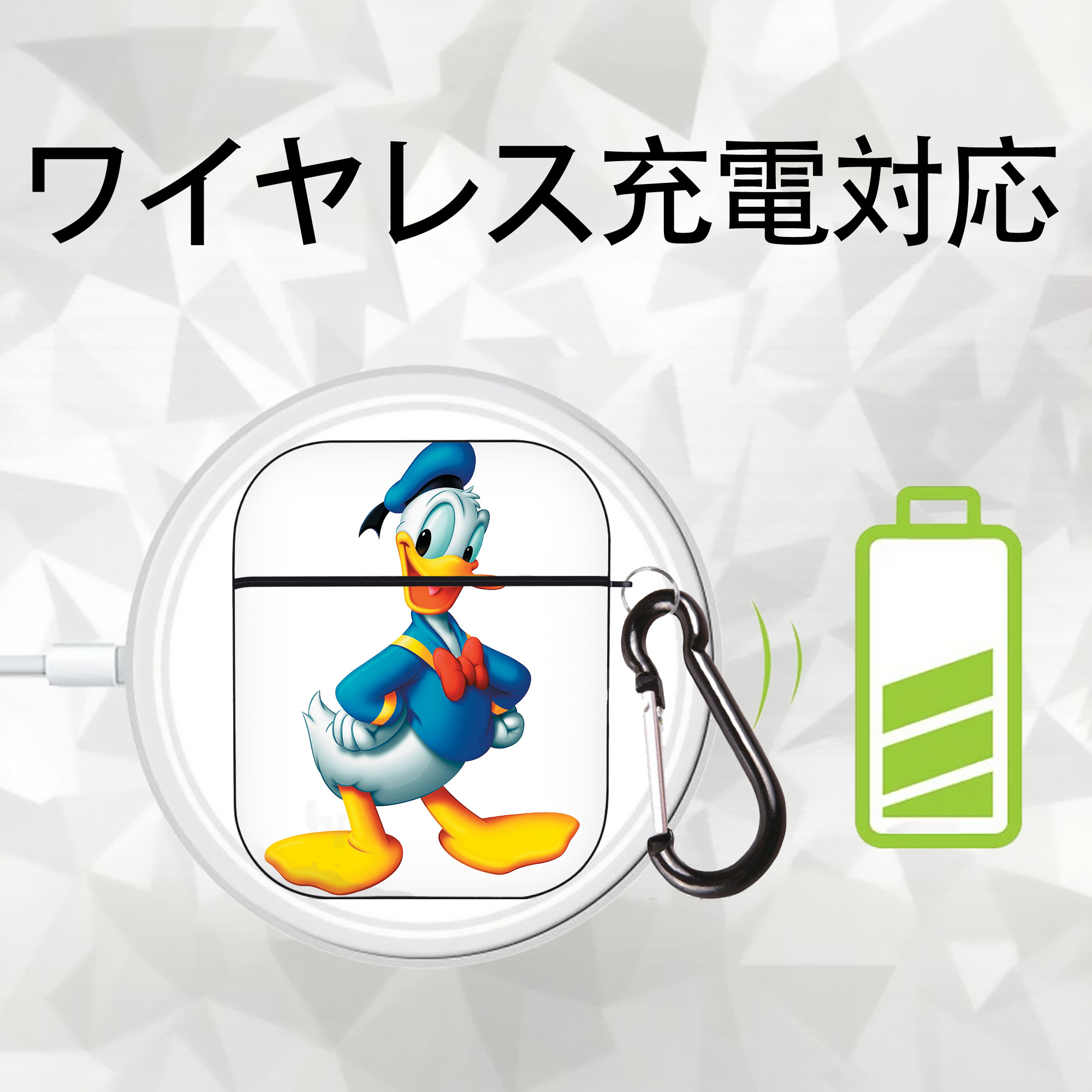 ミッキーマウス Mickey Mouse AirPods 第2世代保護ケース ハードシェル ブラック 耐衝撃・防指紋・カラビナ付き