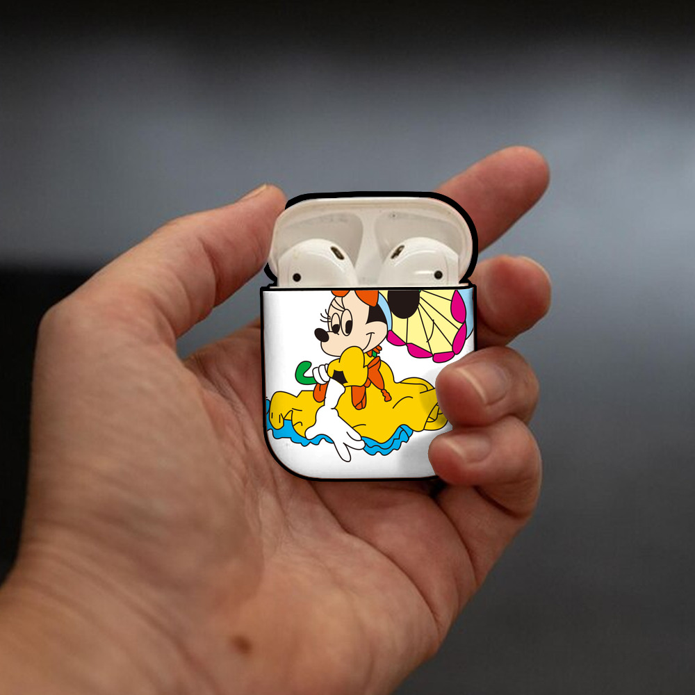 ミッキーマウス Mickey Mouse AirPods 第2世代保護ケース ハードシェル ブラック 耐衝撃・防指紋・カラビナ付き