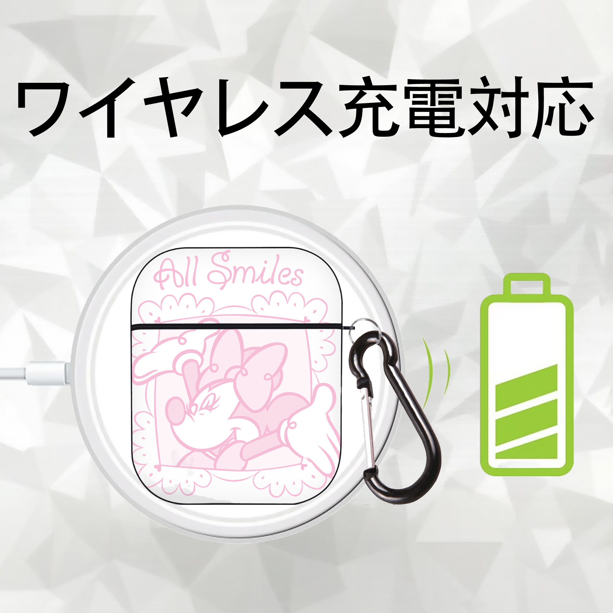 ミッキーマウス Mickey Mouse AirPods 第2世代保護ケース ハードシェル ブラック 耐衝撃・防指紋・カラビナ付き