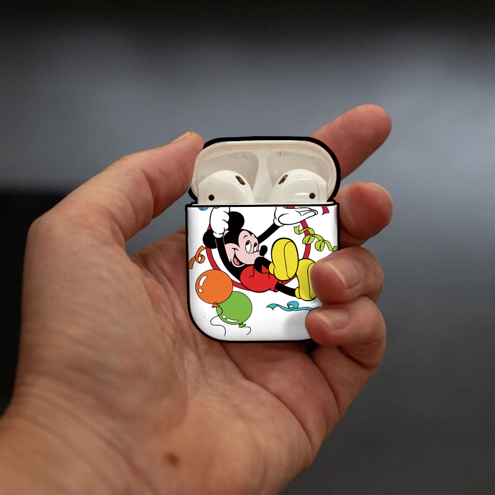 ミッキーマウス Mickey Mouse AirPods 第2世代保護ケース ハードシェル ブラック 耐衝撃・防指紋・カラビナ付き