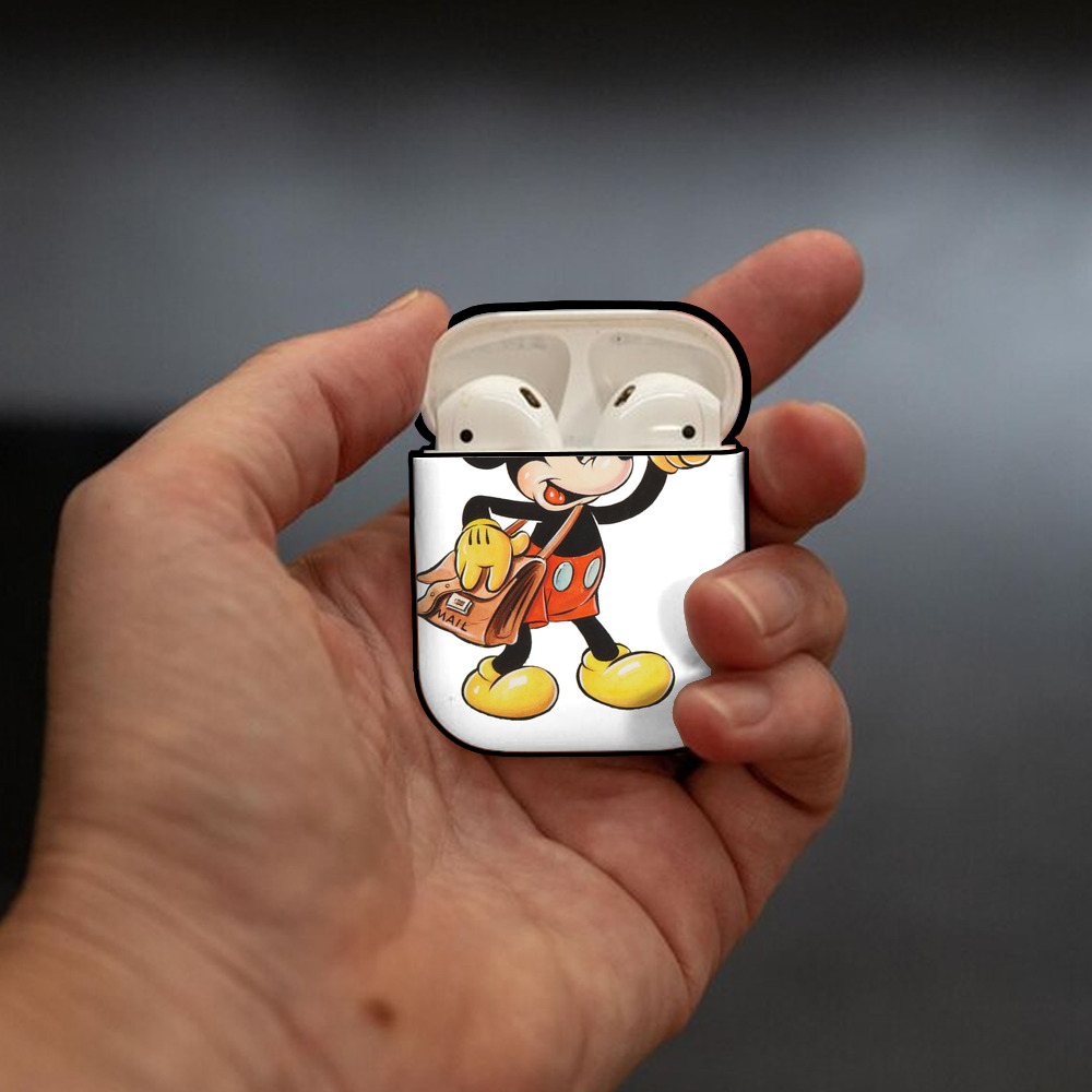 ミッキーマウス Mickey Mouse AirPods 第2世代保護ケース ハードシェル ブラック 耐衝撃・防指紋・カラビナ付き