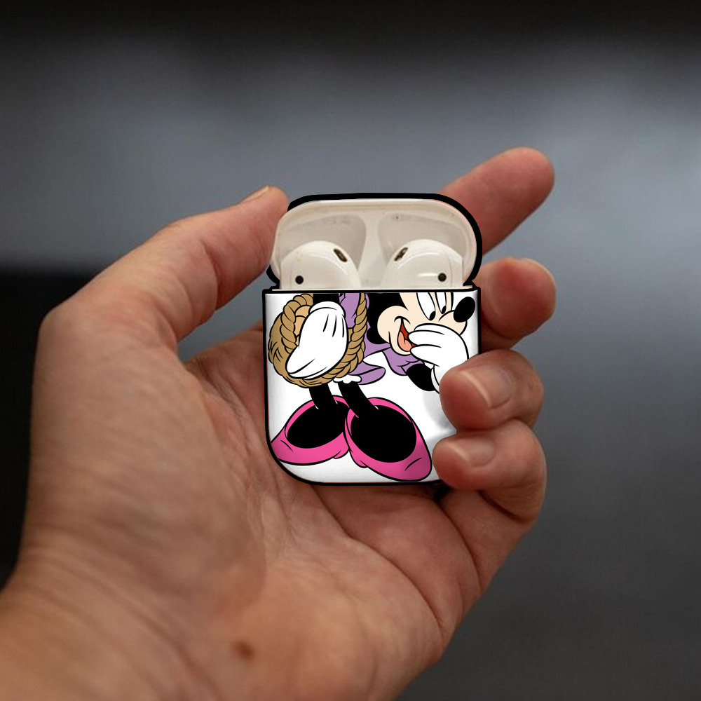 ミッキーマウス Mickey Mouse AirPods 第2世代保護ケース ハードシェル ブラック 耐衝撃・防指紋・カラビナ付き