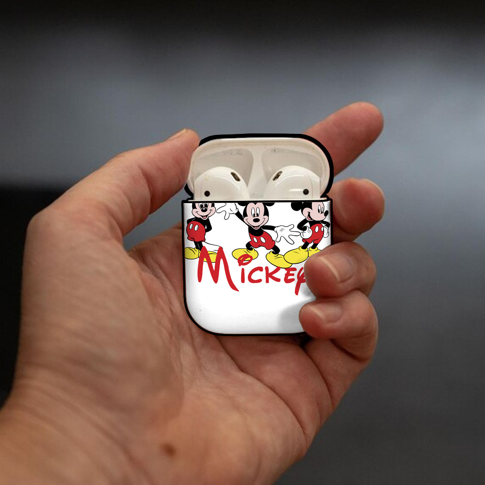 ミッキーマウス Mickey Mouse AirPods 第2世代保護ケース ハードシェル ブラック 耐衝撃・防指紋・カラビナ付き