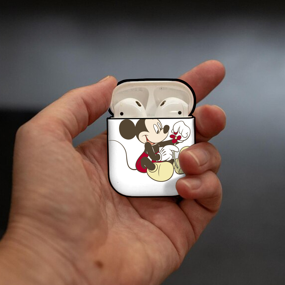 ミッキーマウス Mickey Mouse AirPods 第2世代保護ケース ハードシェル ブラック 耐衝撃・防指紋・カラビナ付き