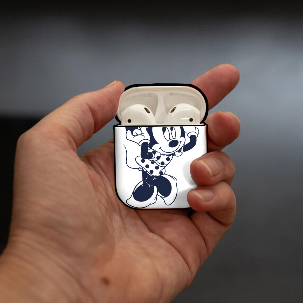 ミッキーマウス Mickey Mouse AirPods 第2世代保護ケース ハードシェル ブラック 耐衝撃・防指紋・カラビナ付き