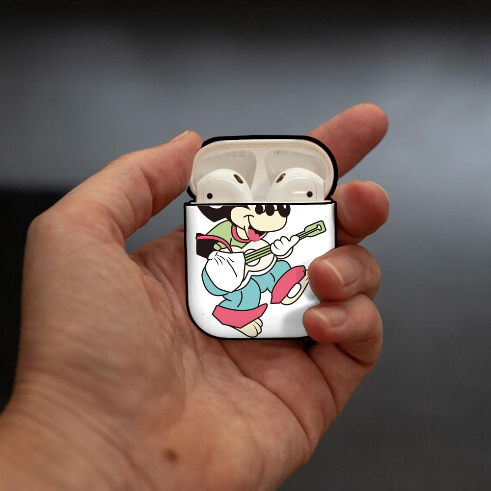 ミッキーマウス Mickey Mouse AirPods 第2世代保護ケース ハードシェル ブラック 耐衝撃・防指紋・カラビナ付き