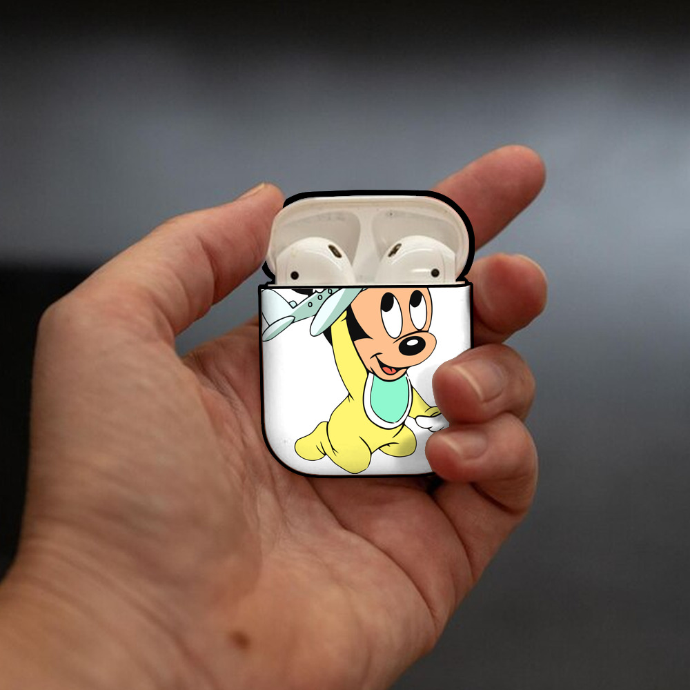 ミッキーマウス Mickey Mouse AirPods 第2世代保護ケース ハードシェル ブラック 耐衝撃・防指紋・カラビナ付き