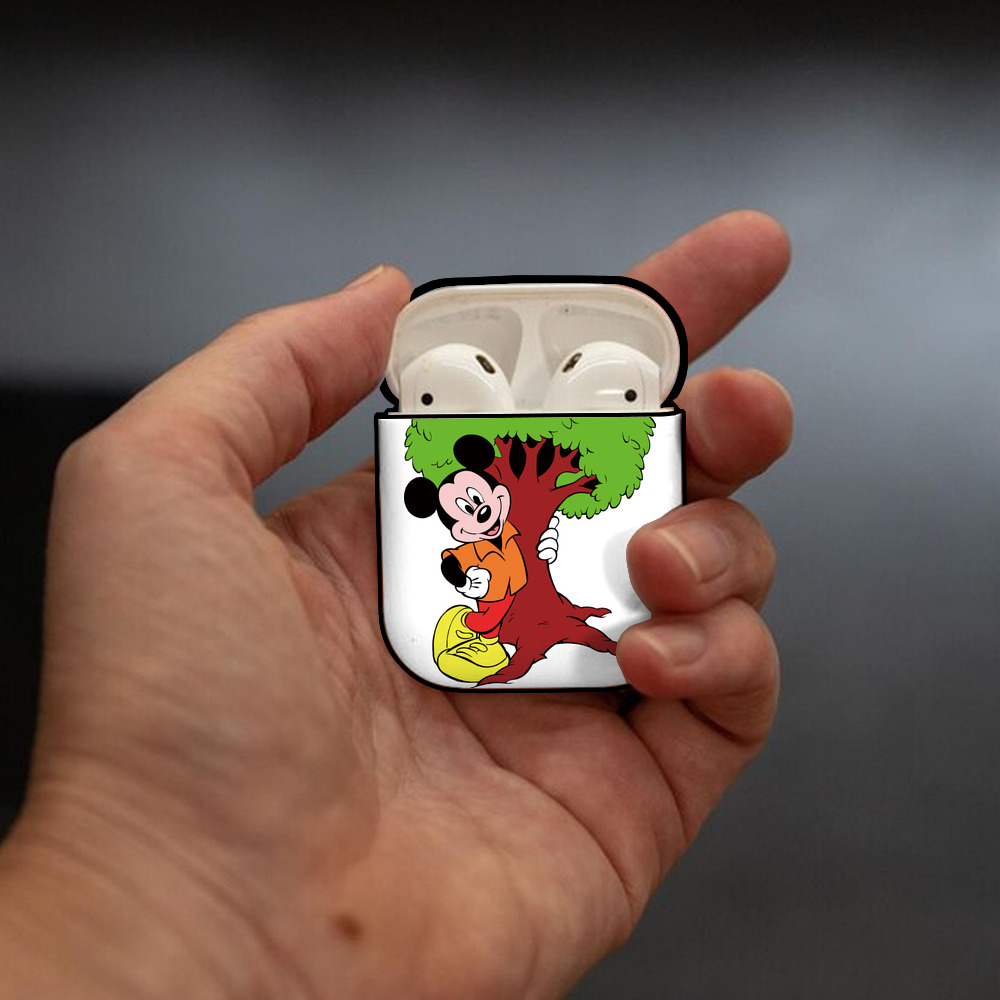 ミッキーマウス Mickey Mouse AirPods 第2世代保護ケース ハードシェル ブラック 耐衝撃・防指紋・カラビナ付き