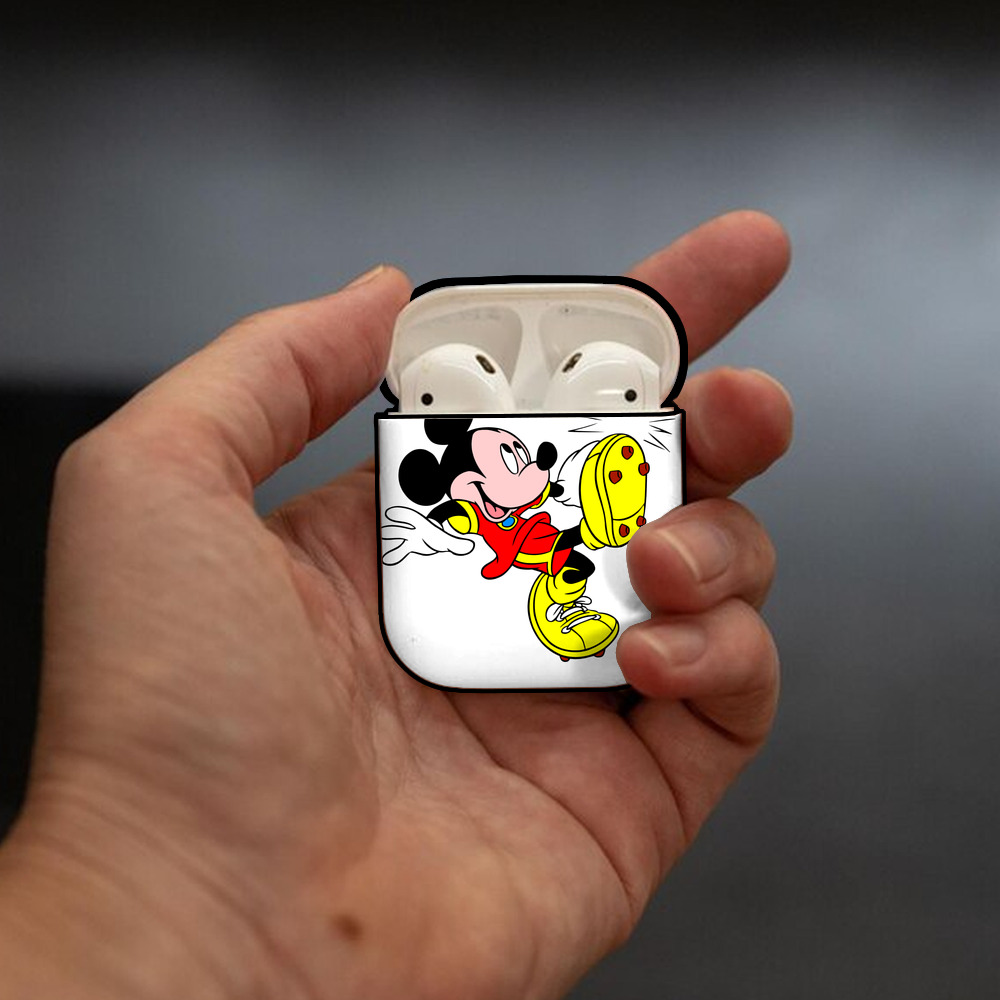ミッキーマウス Mickey Mouse AirPods 第2世代保護ケース ハードシェル ブラック 耐衝撃・防指紋・カラビナ付き