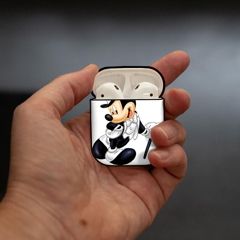 ミッキーマウス Mickey Mouse AirPods 第2世代保護ケース ハードシェル ブラック 耐衝撃・防指紋・カラビナ付き