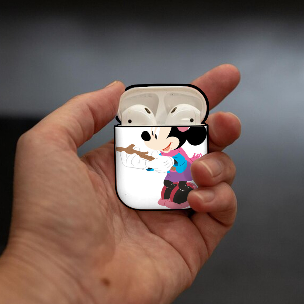 ミッキーマウス Mickey Mouse AirPods 第2世代保護ケース ハードシェル ブラック 耐衝撃・防指紋・カラビナ付き