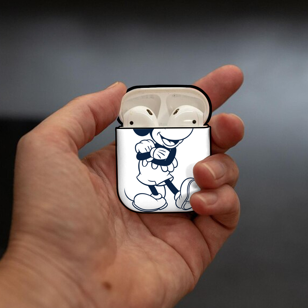 ミッキーマウス Mickey Mouse AirPods 第2世代保護ケース ハードシェル ブラック 耐衝撃・防指紋・カラビナ付き