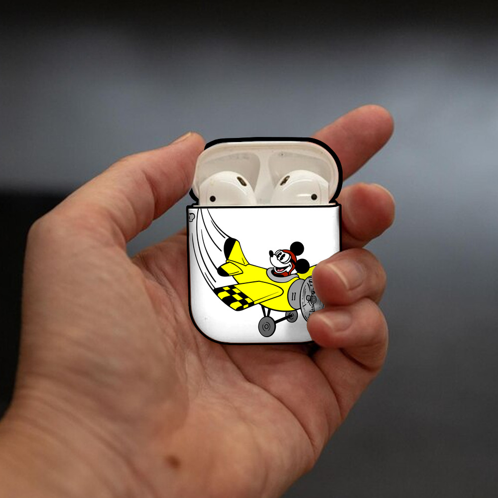 ミッキーマウス Mickey Mouse AirPods 第2世代保護ケース ハードシェル ブラック 耐衝撃・防指紋・カラビナ付き