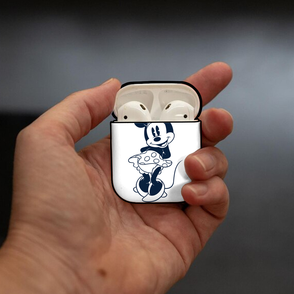 ミッキーマウス Mickey Mouse AirPods 第2世代保護ケース ハードシェル ブラック 耐衝撃・防指紋・カラビナ付き