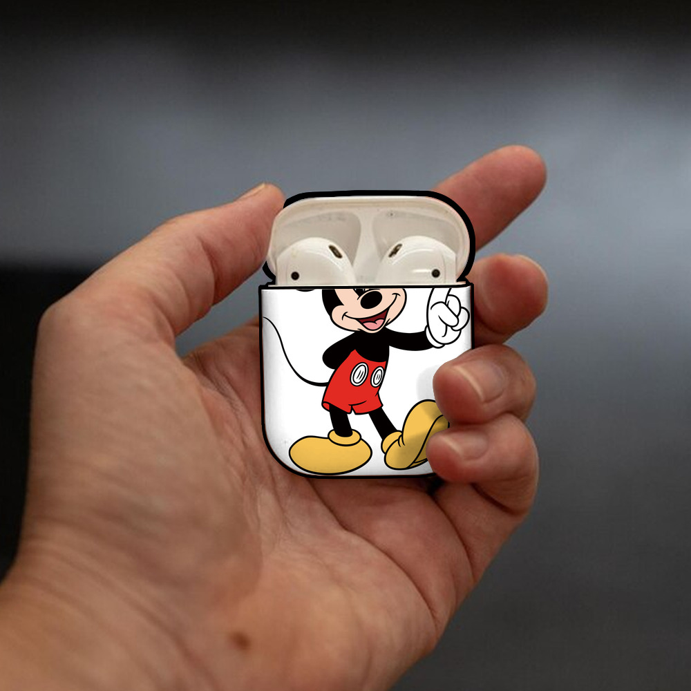 ミッキーマウス Mickey Mouse AirPods 第2世代保護ケース ハードシェル ブラック 耐衝撃・防指紋・カラビナ付き