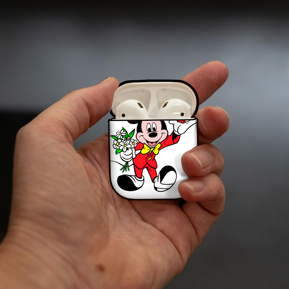 ミッキーマウス Mickey Mouse AirPods 第2世代保護ケース ハードシェル ブラック 耐衝撃・防指紋・カラビナ付き