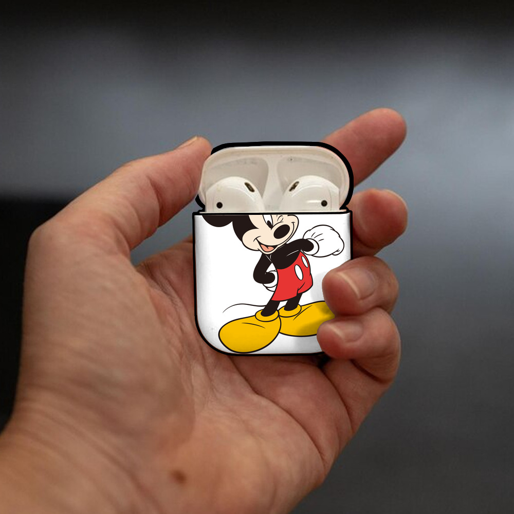 ミッキーマウス Mickey Mouse AirPods 第2世代保護ケース ハードシェル ブラック 耐衝撃・防指紋・カラビナ付き