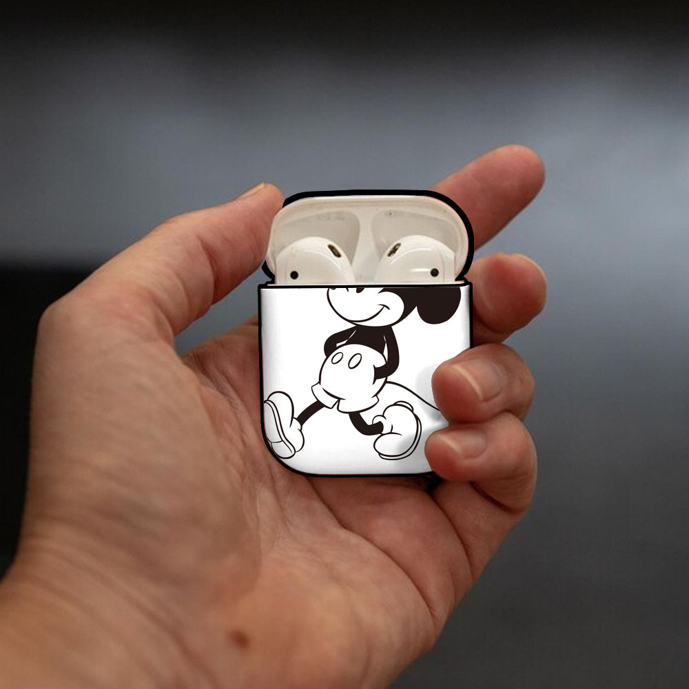 ミッキーマウス Mickey Mouse AirPods 第2世代保護ケース ハードシェル ブラック 耐衝撃・防指紋・カラビナ付き
