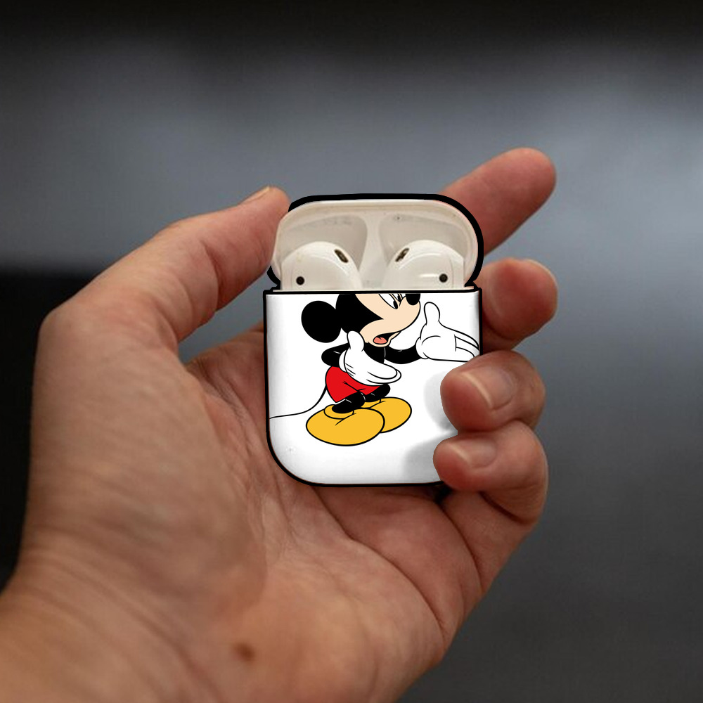 ミッキーマウス Mickey Mouse AirPods 第2世代保護ケース ハードシェル ブラック 耐衝撃・防指紋・カラビナ付き