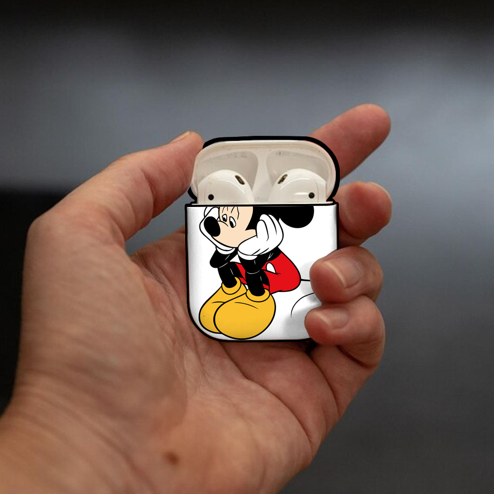 ミッキーマウス Mickey Mouse AirPods 第2世代保護ケース ハードシェル ブラック 耐衝撃・防指紋・カラビナ付き