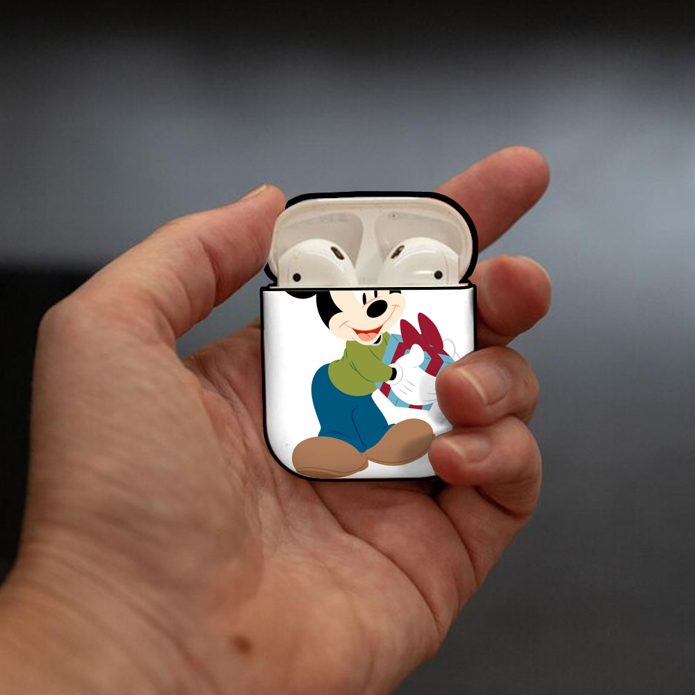 ミッキーマウス Mickey Mouse AirPods 第2世代保護ケース ハードシェル ブラック 耐衝撃・防指紋・カラビナ付き