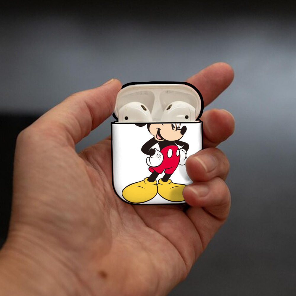 ミッキーマウス Mickey Mouse AirPods 第2世代保護ケース ハードシェル ブラック 耐衝撃・防指紋・カラビナ付き