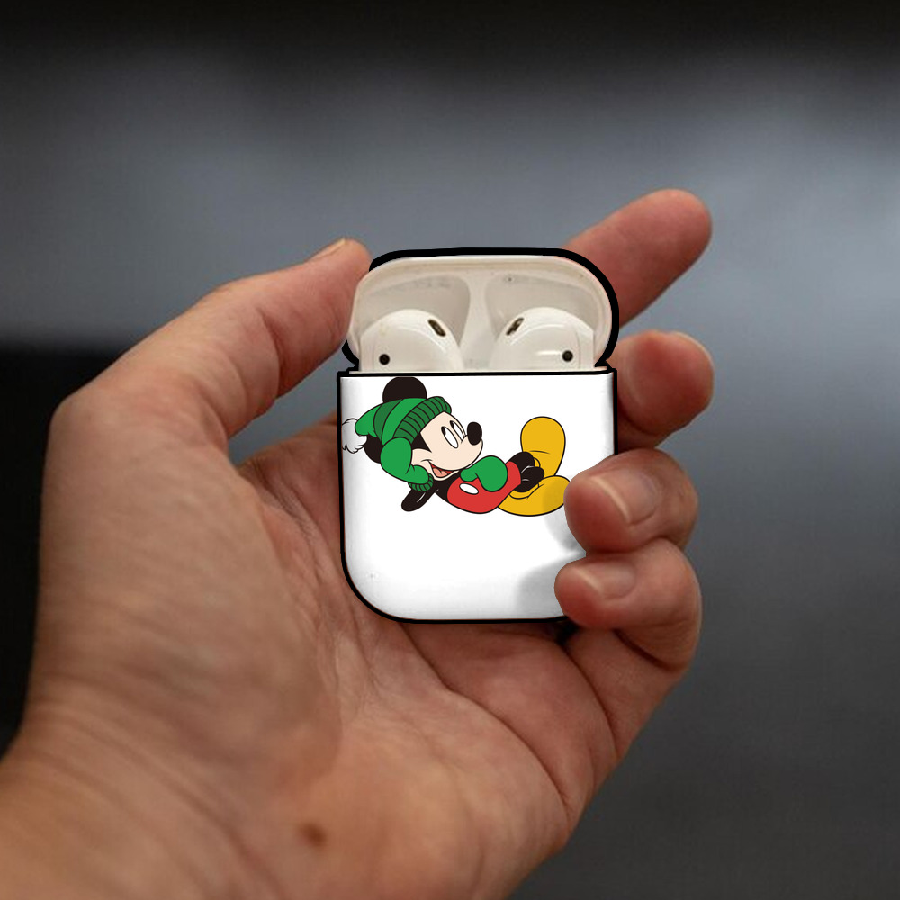 ミッキーマウス Mickey Mouse AirPods 第2世代保護ケース ハードシェル ブラック 耐衝撃・防指紋・カラビナ付き