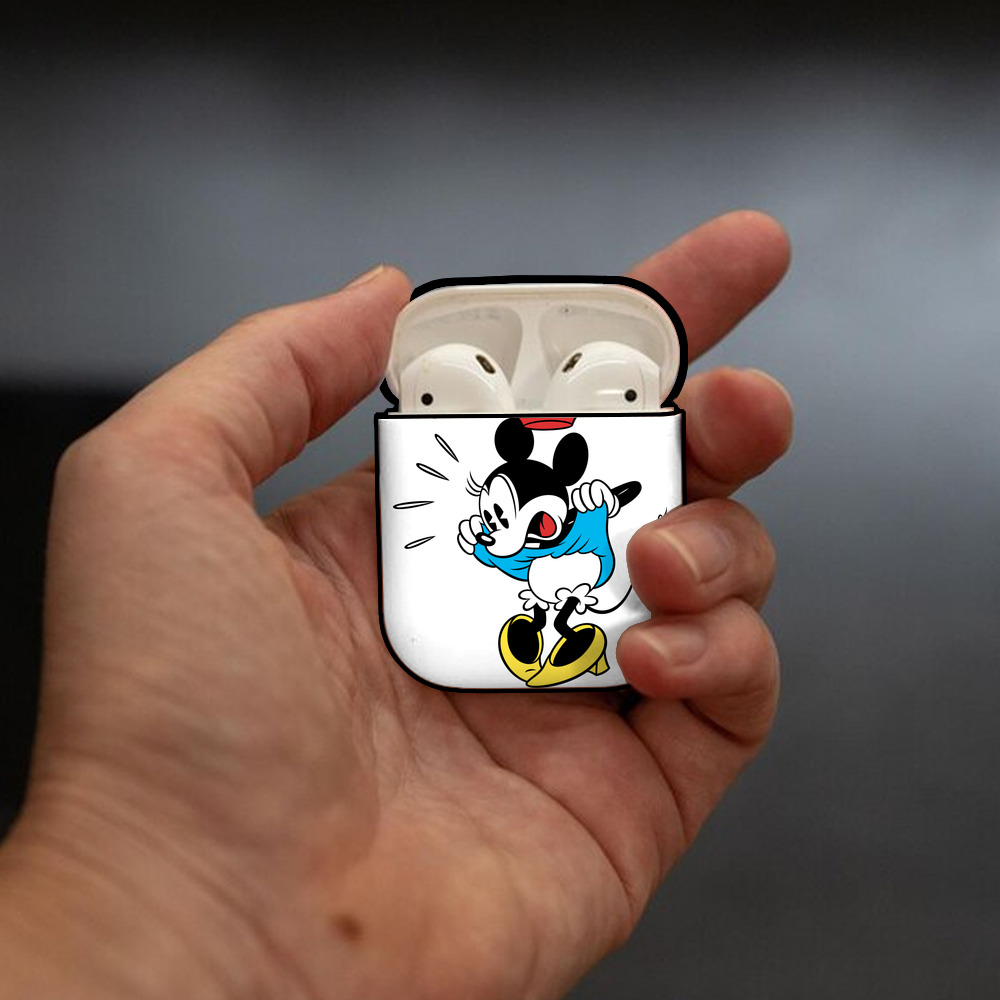 ミッキーマウス Mickey Mouse AirPods 第2世代保護ケース ハードシェル ブラック 耐衝撃・防指紋・カラビナ付き