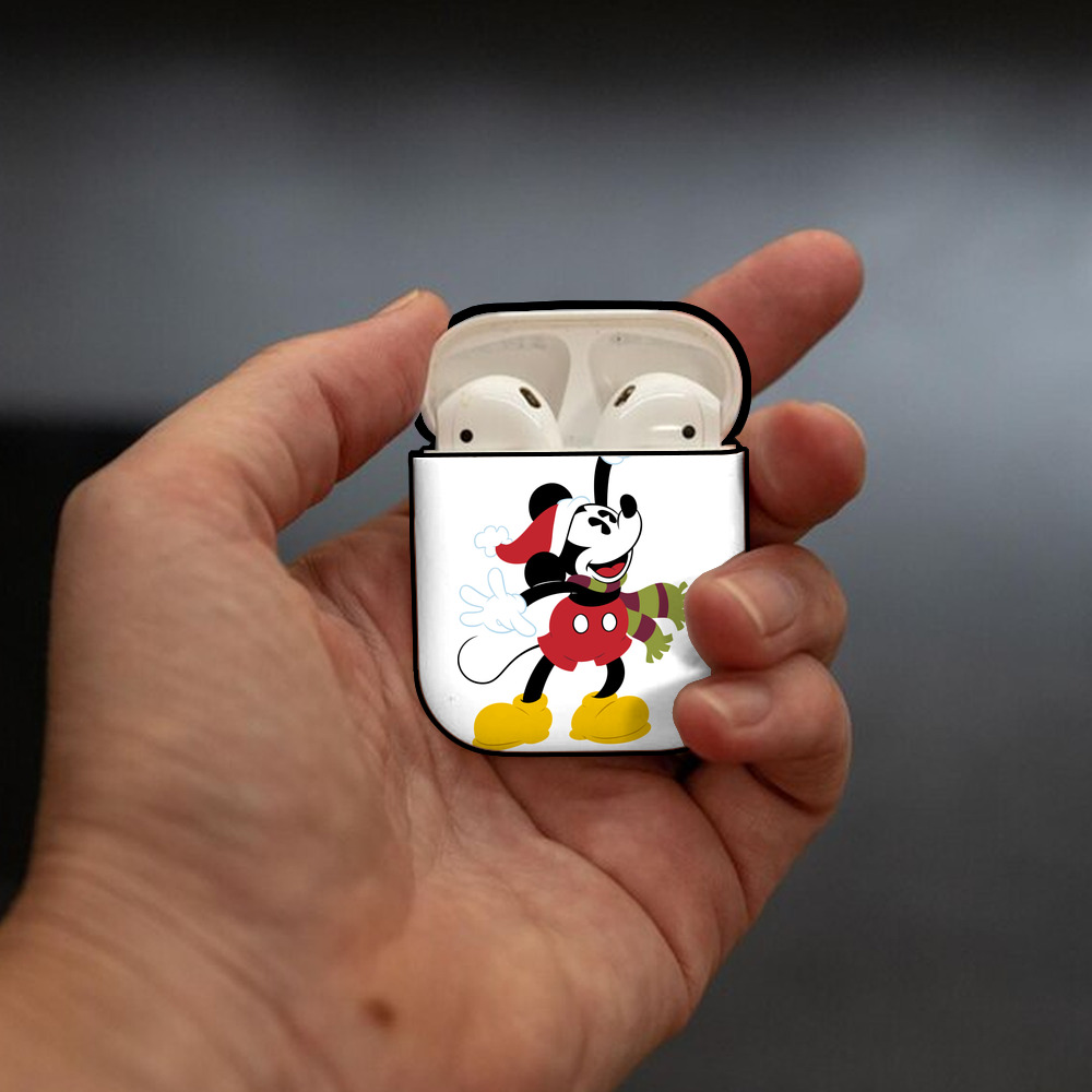 ミッキーマウス Mickey Mouse AirPods 第2世代保護ケース ハードシェル ブラック 耐衝撃・防指紋・カラビナ付き