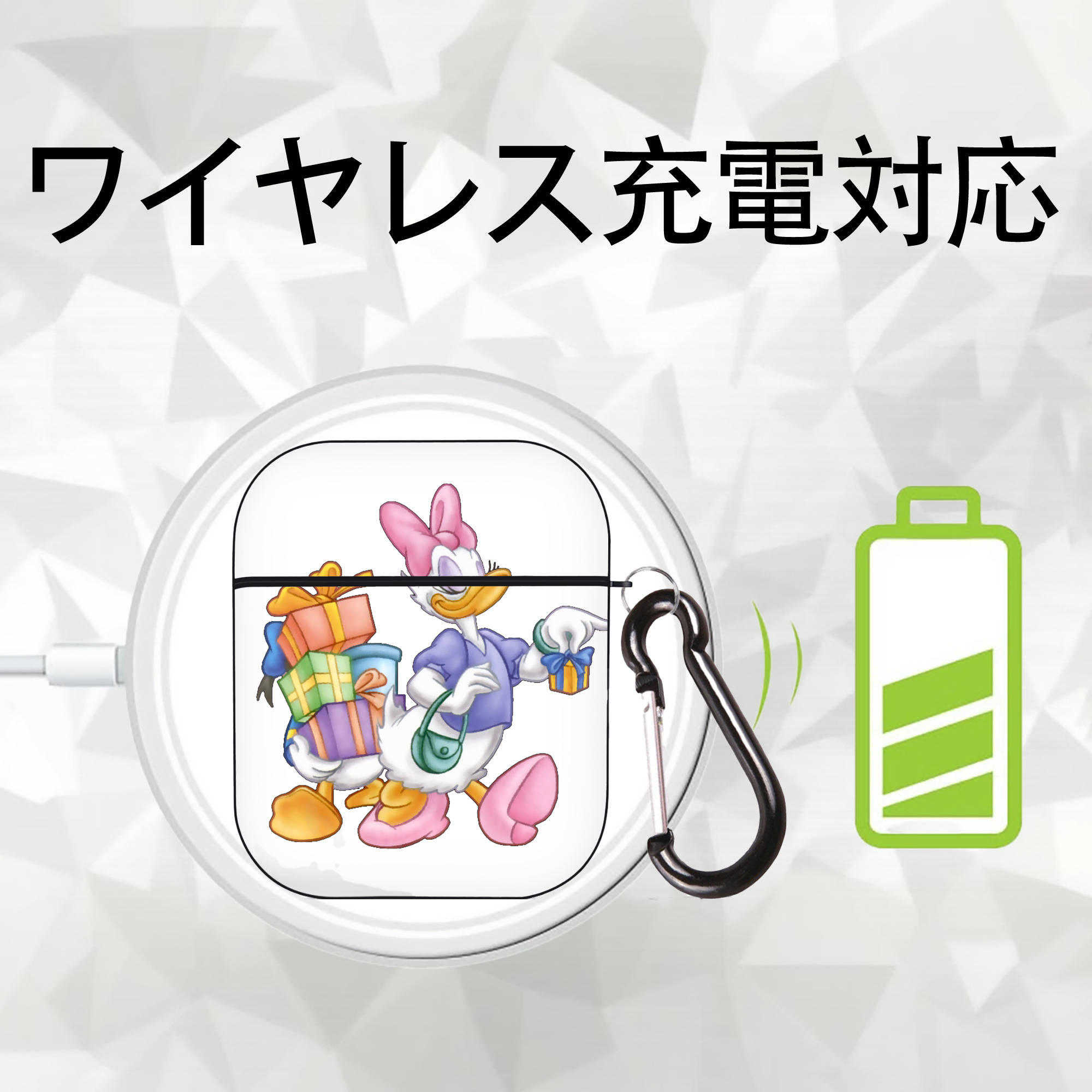 ミッキーマウス Mickey Mouse AirPods 第2世代保護ケース ハードシェル ブラック 耐衝撃・防指紋・カラビナ付き