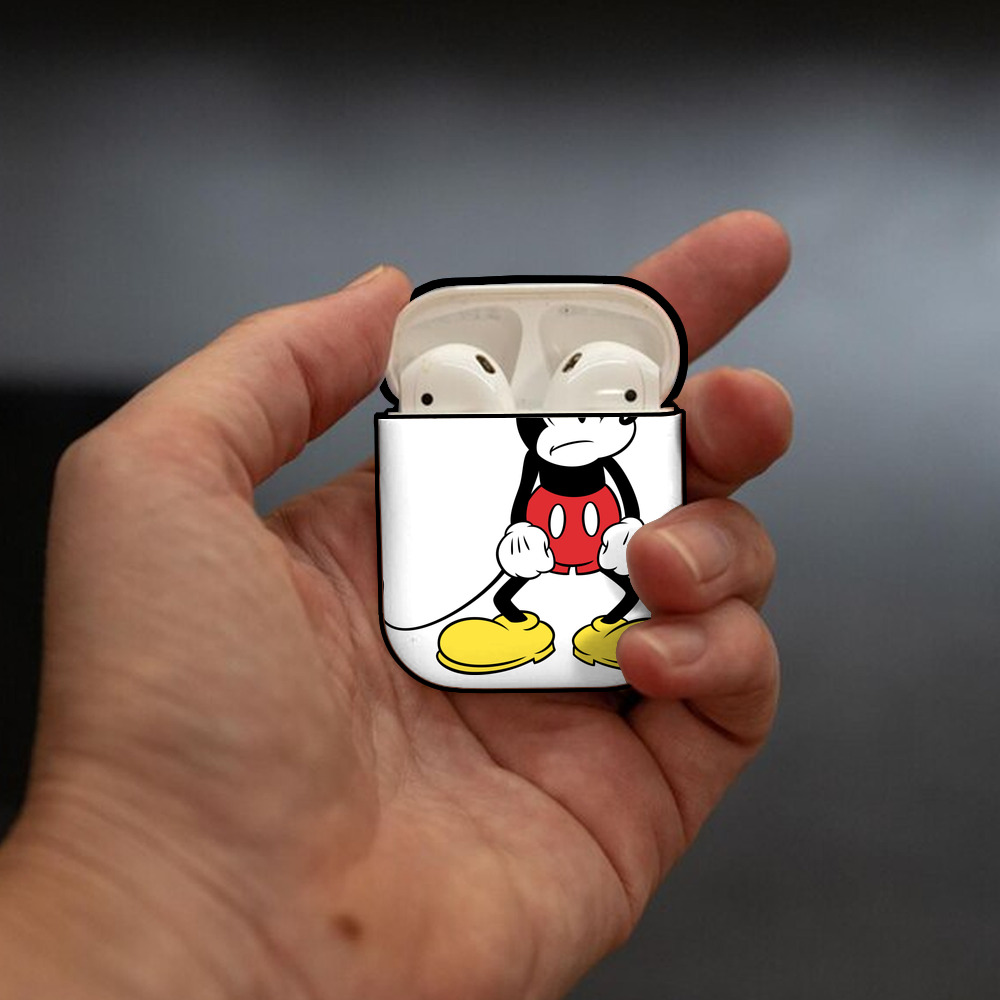 ミッキーマウス Mickey Mouse AirPods 第2世代保護ケース ハードシェル ブラック 耐衝撃・防指紋・カラビナ付き