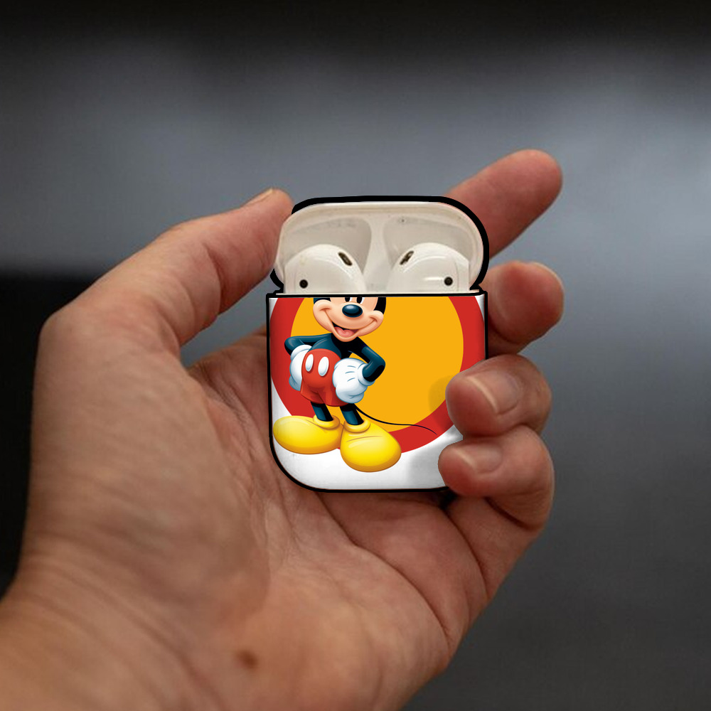 ミッキーマウス Mickey Mouse AirPods 第2世代保護ケース ハードシェル ブラック 耐衝撃・防指紋・カラビナ付き