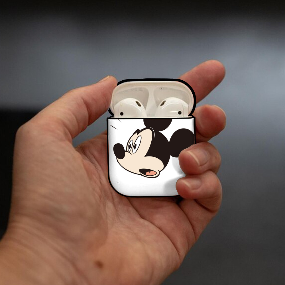 ミッキーマウス Mickey Mouse AirPods 第2世代保護ケース ハードシェル ブラック 耐衝撃・防指紋・カラビナ付き