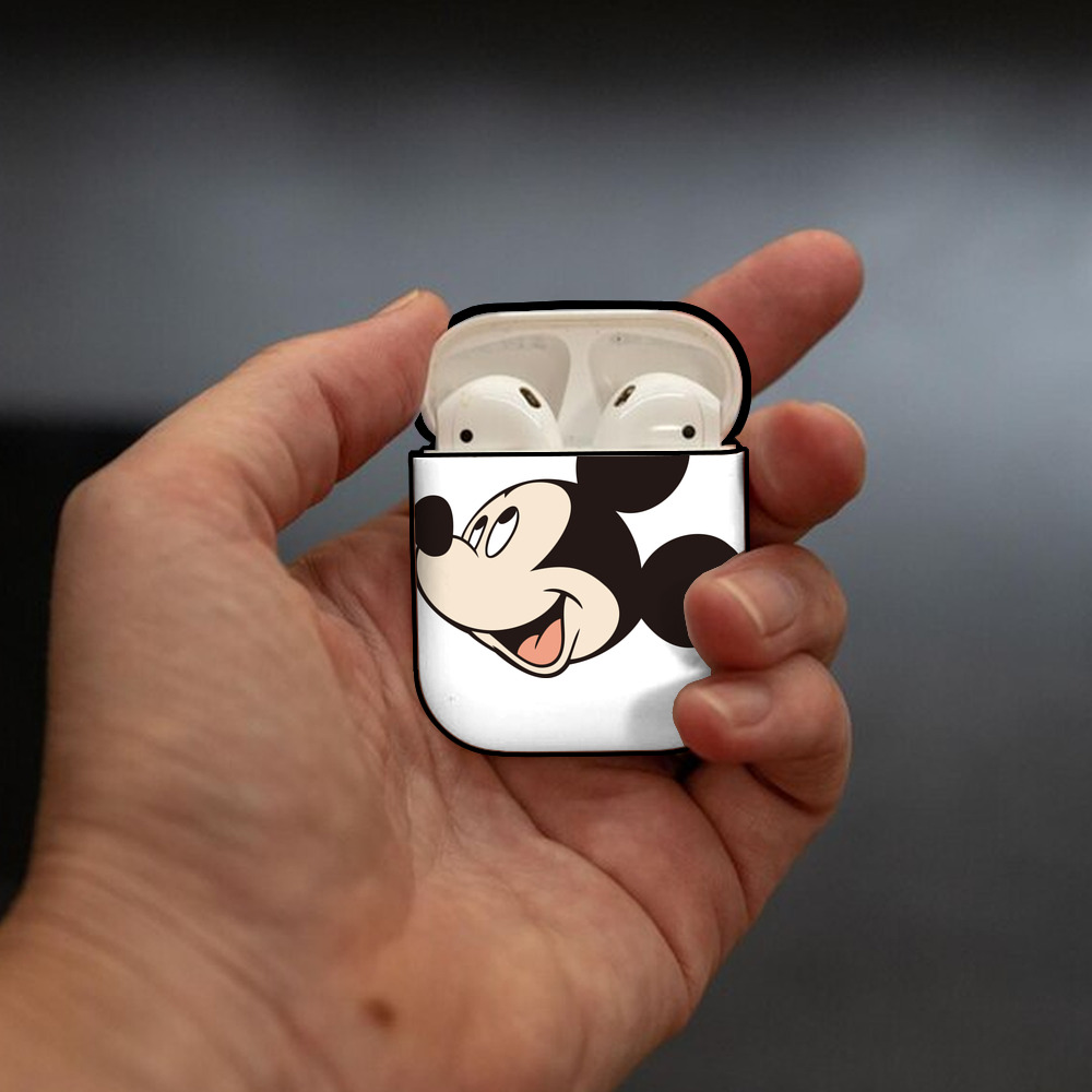 ミッキーマウス Mickey Mouse AirPods 第2世代保護ケース ハードシェル ブラック 耐衝撃・防指紋・カラビナ付き
