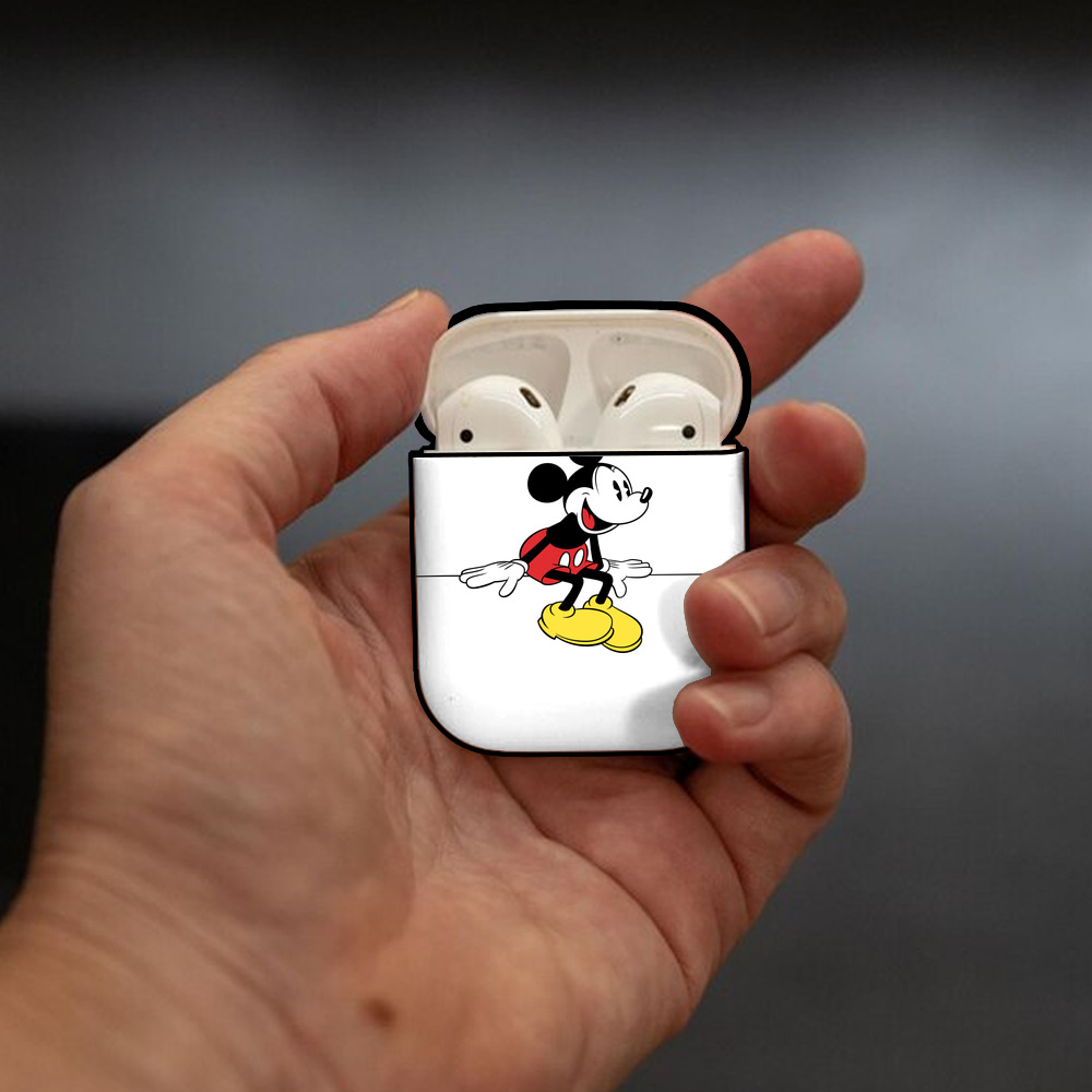 ミッキーマウス Mickey Mouse AirPods 第2世代保護ケース ハードシェル ブラック 耐衝撃・防指紋・カラビナ付き