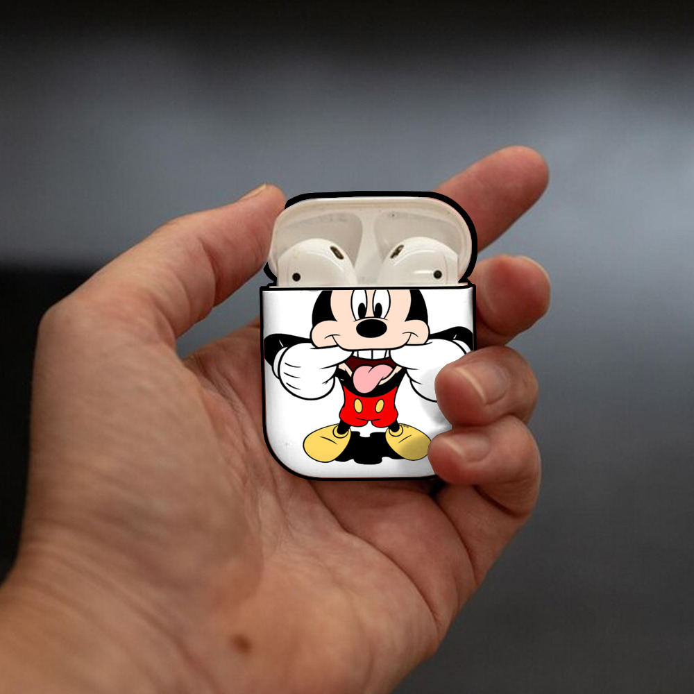 ミッキーマウス Mickey Mouse AirPods 第2世代保護ケース ハードシェル ブラック 耐衝撃・防指紋・カラビナ付き