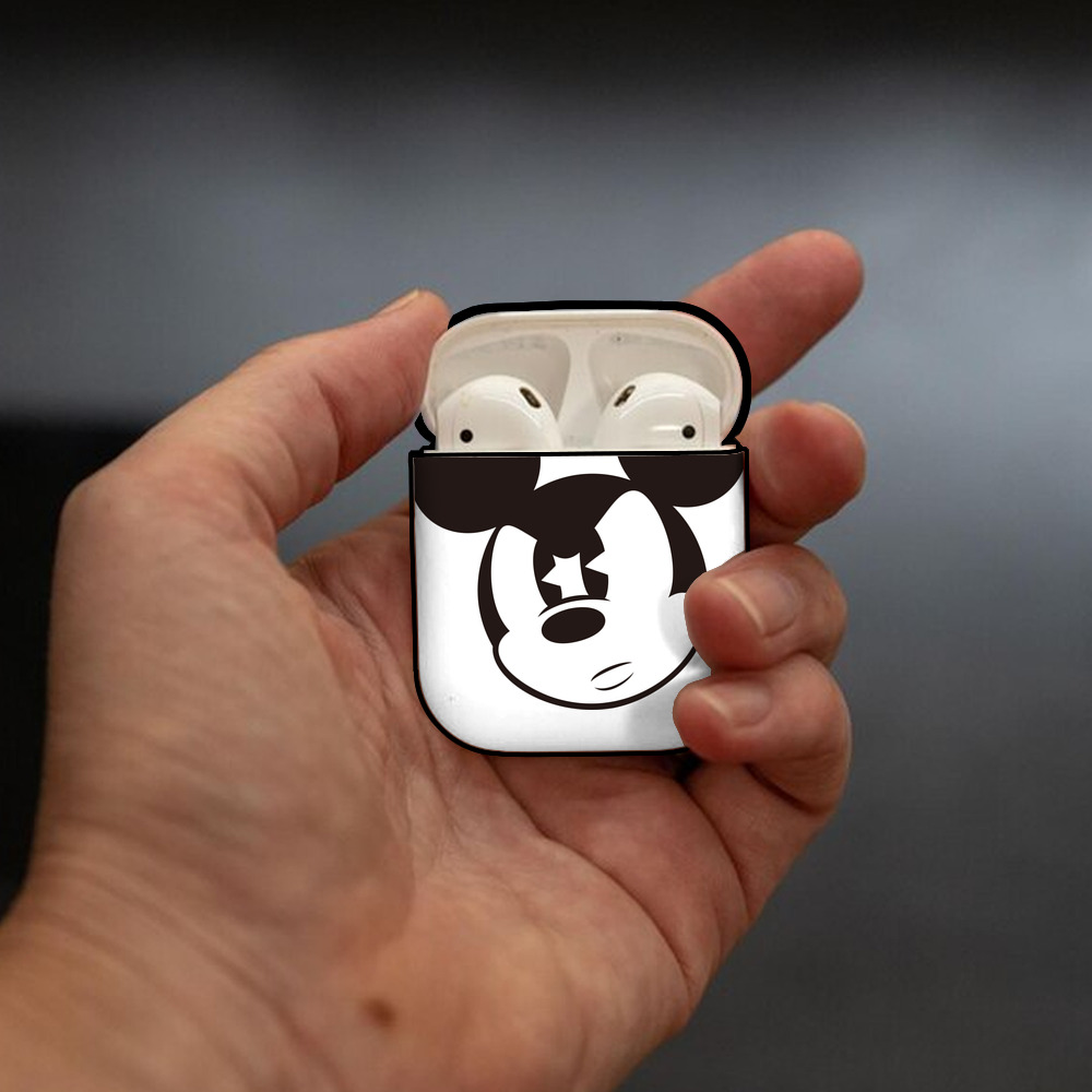 ミッキーマウス Mickey Mouse AirPods 第2世代保護ケース ハードシェル ブラック 耐衝撃・防指紋・カラビナ付き