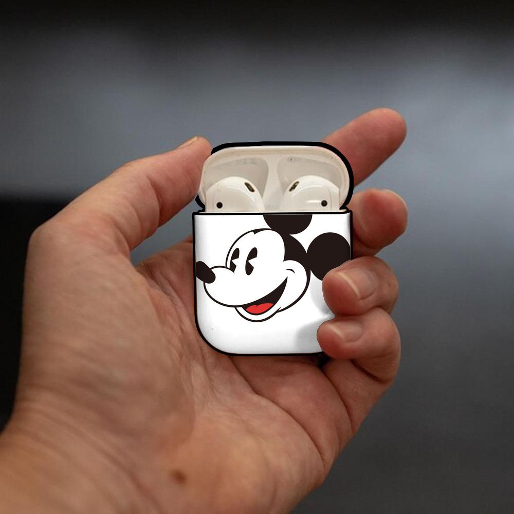 ミッキーマウス Mickey Mouse AirPods 第2世代保護ケース ハードシェル ブラック 耐衝撃・防指紋・カラビナ付き