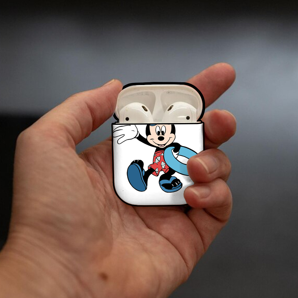 ミッキーマウス Mickey Mouse AirPods 第2世代保護ケース ハードシェル ブラック 耐衝撃・防指紋・カラビナ付き
