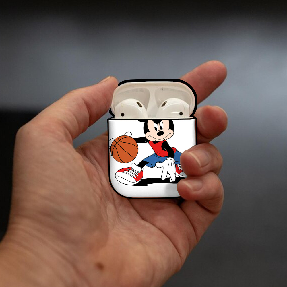 ミッキーマウス Mickey Mouse AirPods 第2世代保護ケース ハードシェル ブラック 耐衝撃・防指紋・カラビナ付き